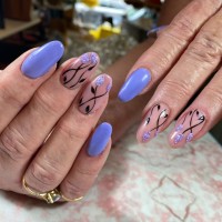 Rallongement bleu et violet + nail art