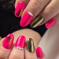 Rallongement ongles roses et dorés